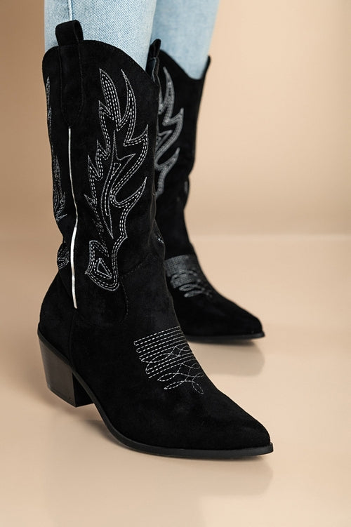 Boots with decorative details, black